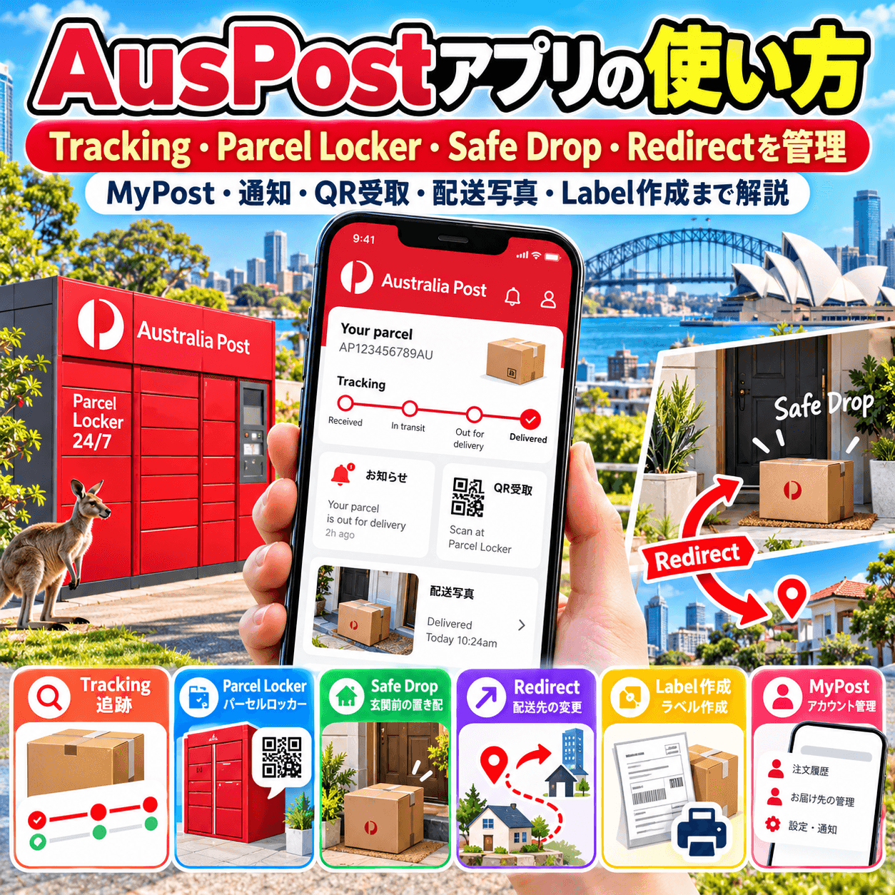 AusPostアプリとMyPostでTracking、Parcel Locker、Safe Drop、Redirectを管理する方法