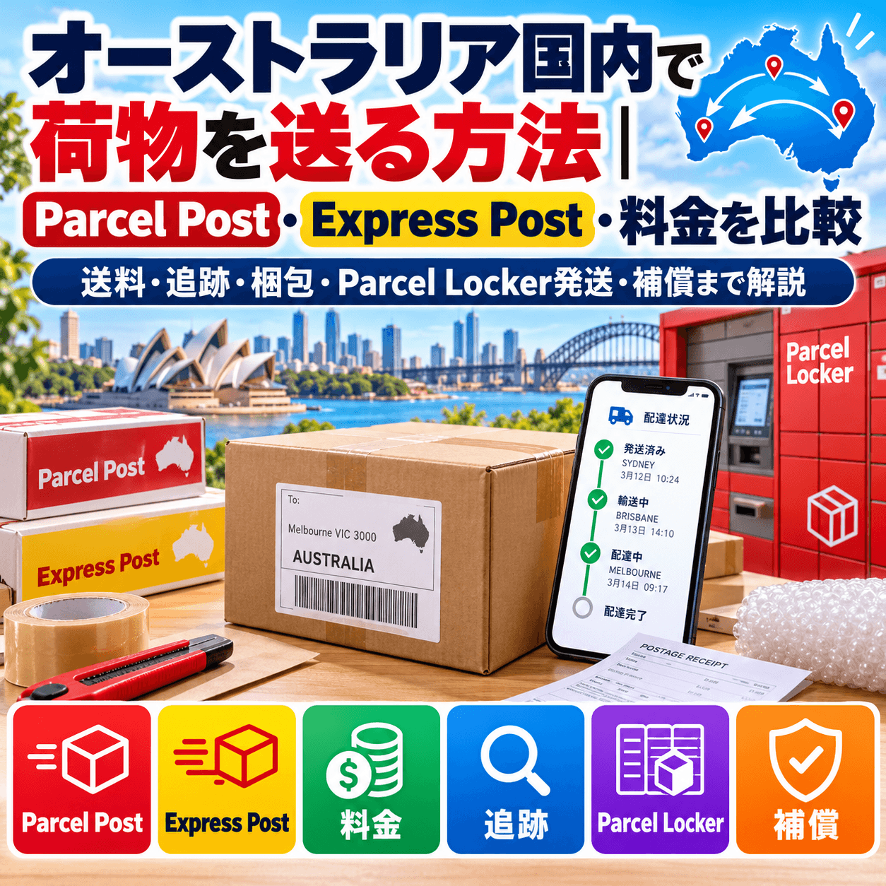 Australia Postでオーストラリア国内へParcel PostとExpress Postを使って荷物を送る方法