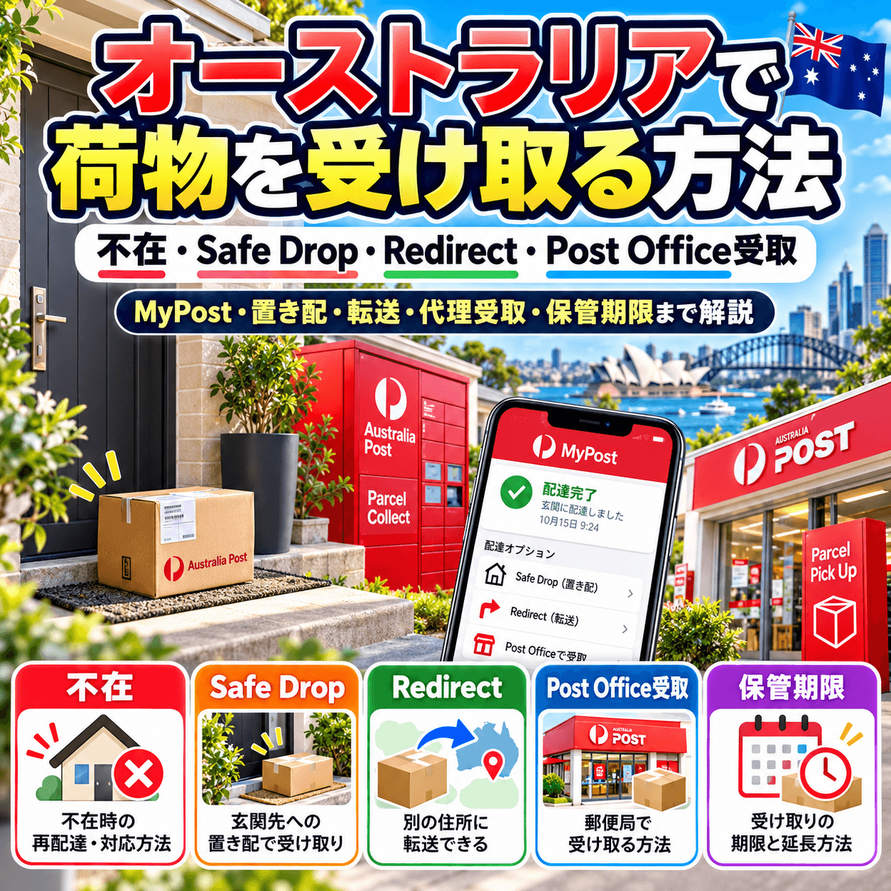 Australia Postで荷物を安全に受け取る方法とSafe Drop・Redirect・Post Office受取