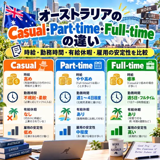 オーストラリアのCasual Part-time Full-time雇用形態の違い