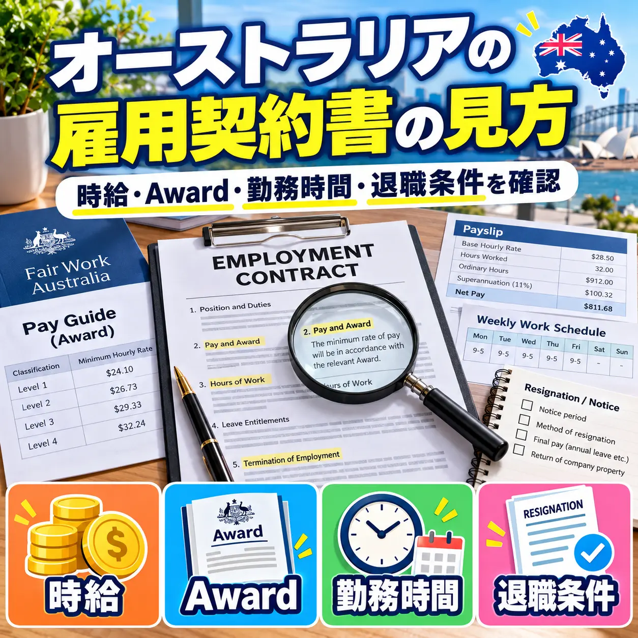 オーストラリアの雇用契約書で確認する項目