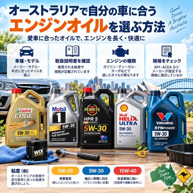 オーストラリアで自分の車に合うエンジンオイルを選ぶ方法