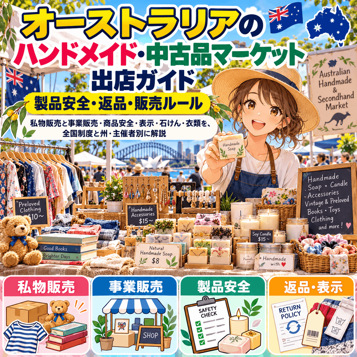オーストラリアのハンドメイド・中古品マーケット出店で必要な製品安全と販売ルール