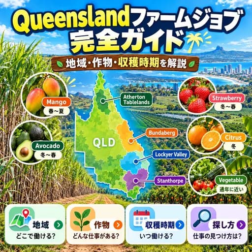 クイーンズランド州のファームジョブと主要な収穫地域のガイド