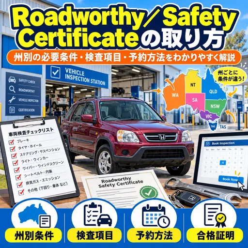 オーストラリアのRoadworthyとSafety Certificateの取得方法