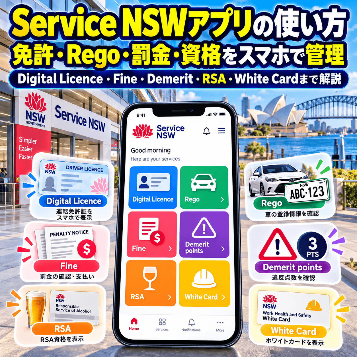 Service NSWアプリで免許やRegoを管理する方法