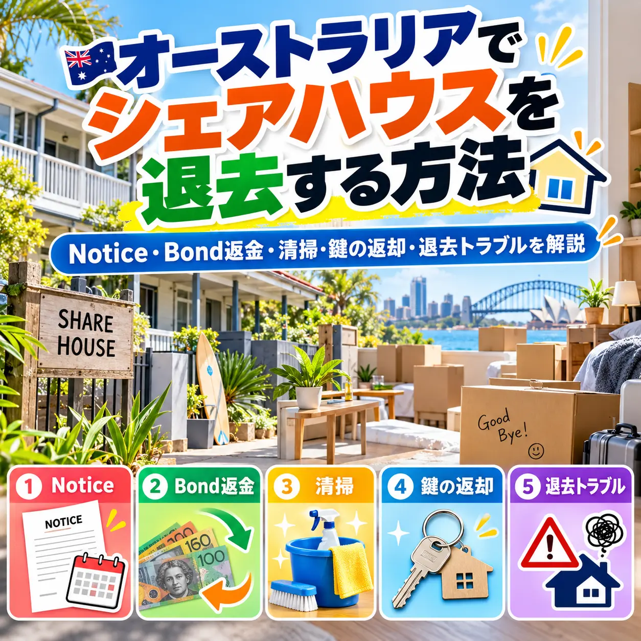 オーストラリアのシェアハウスを退去してBondを返してもらう方法