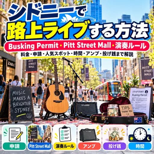 シドニーで路上ライブをするためのBusking PermitとPitt Street Mallのルール