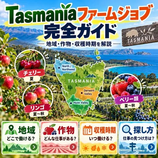 タスマニア州のファームジョブと主要な収穫地域のガイド