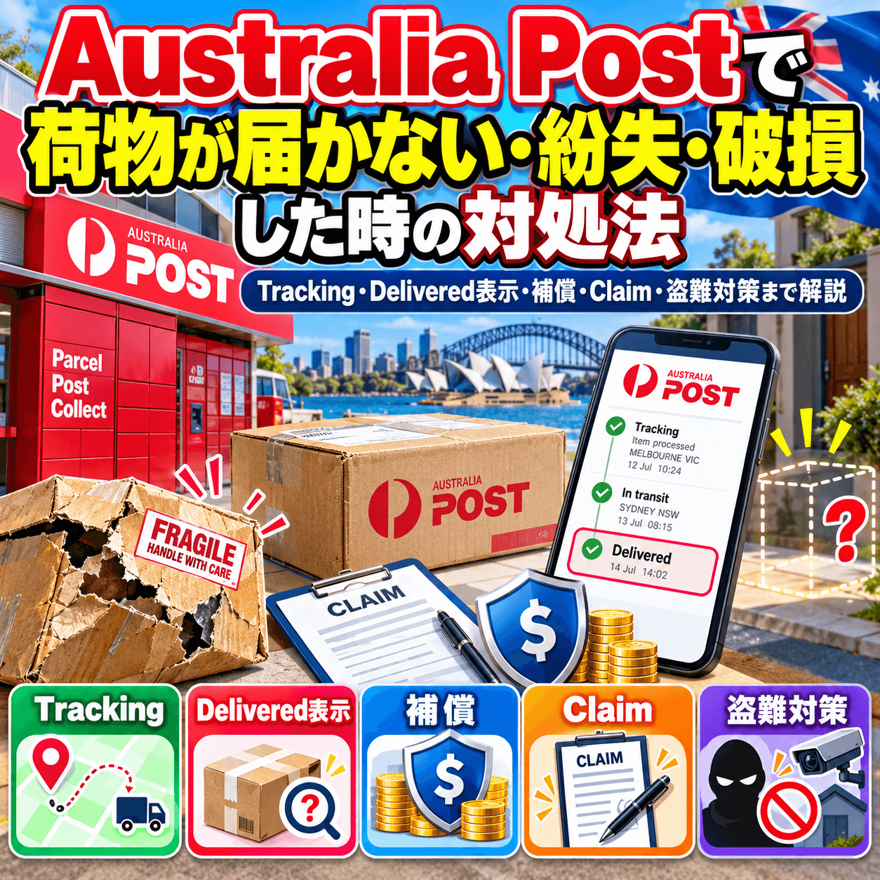 Australia Postで荷物が届かない、紛失、破損した時の対処法