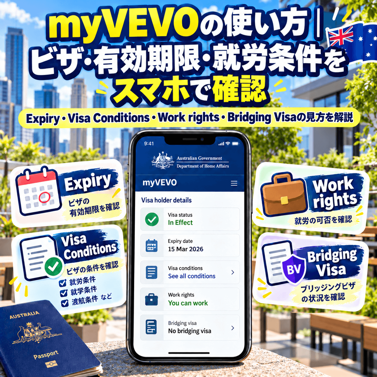 myVEVOでオーストラリアのビザ情報を確認する方法