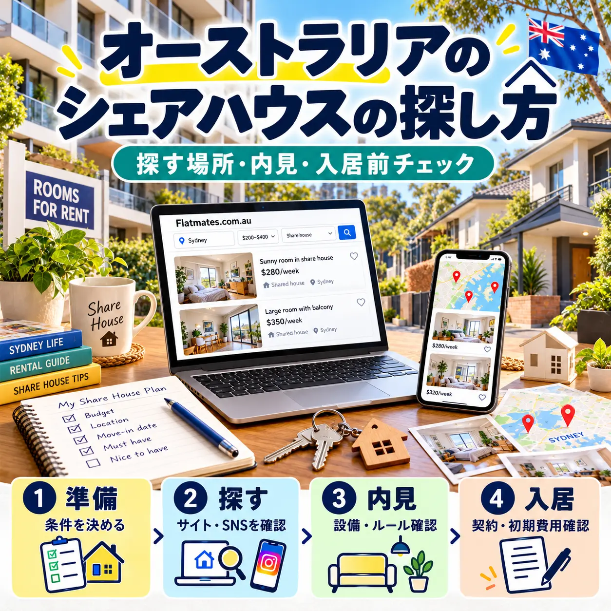 オーストラリアでシェアハウスを探す方法